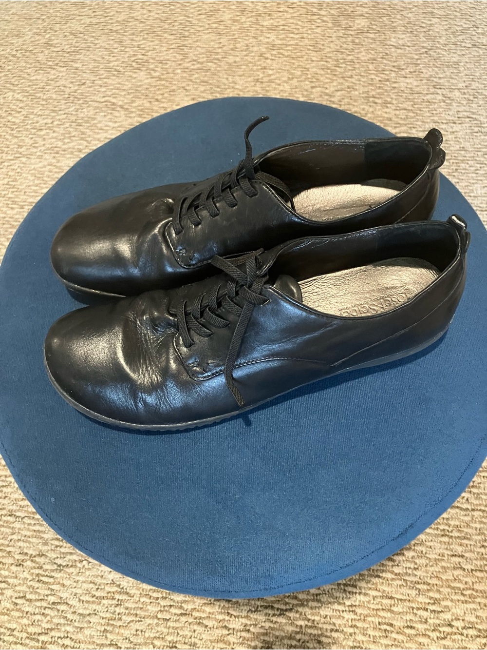 Josef Seibel Black Leather Women's Lace-Up Flats